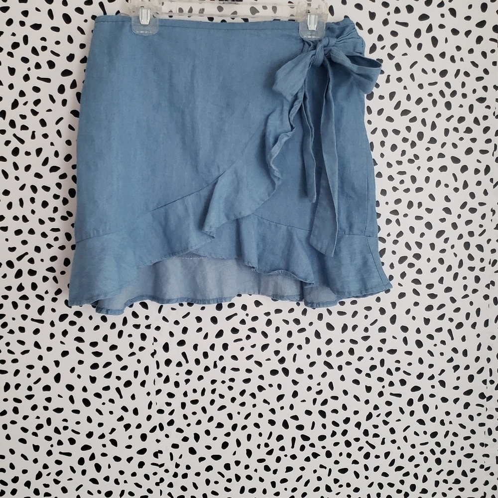 Ruffle side tie wrap skirt